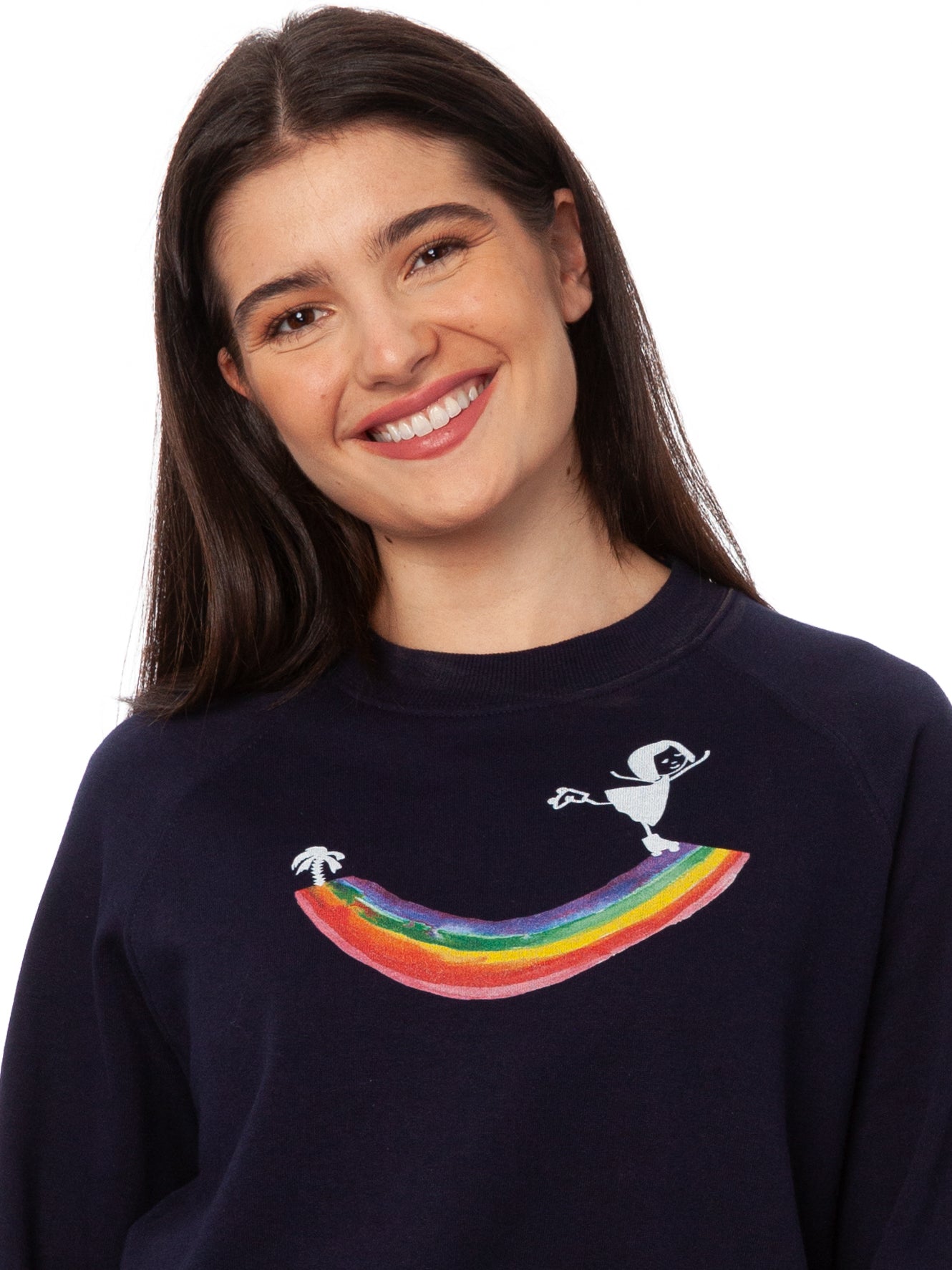 Rainbow Girl Raglan Sweater navy