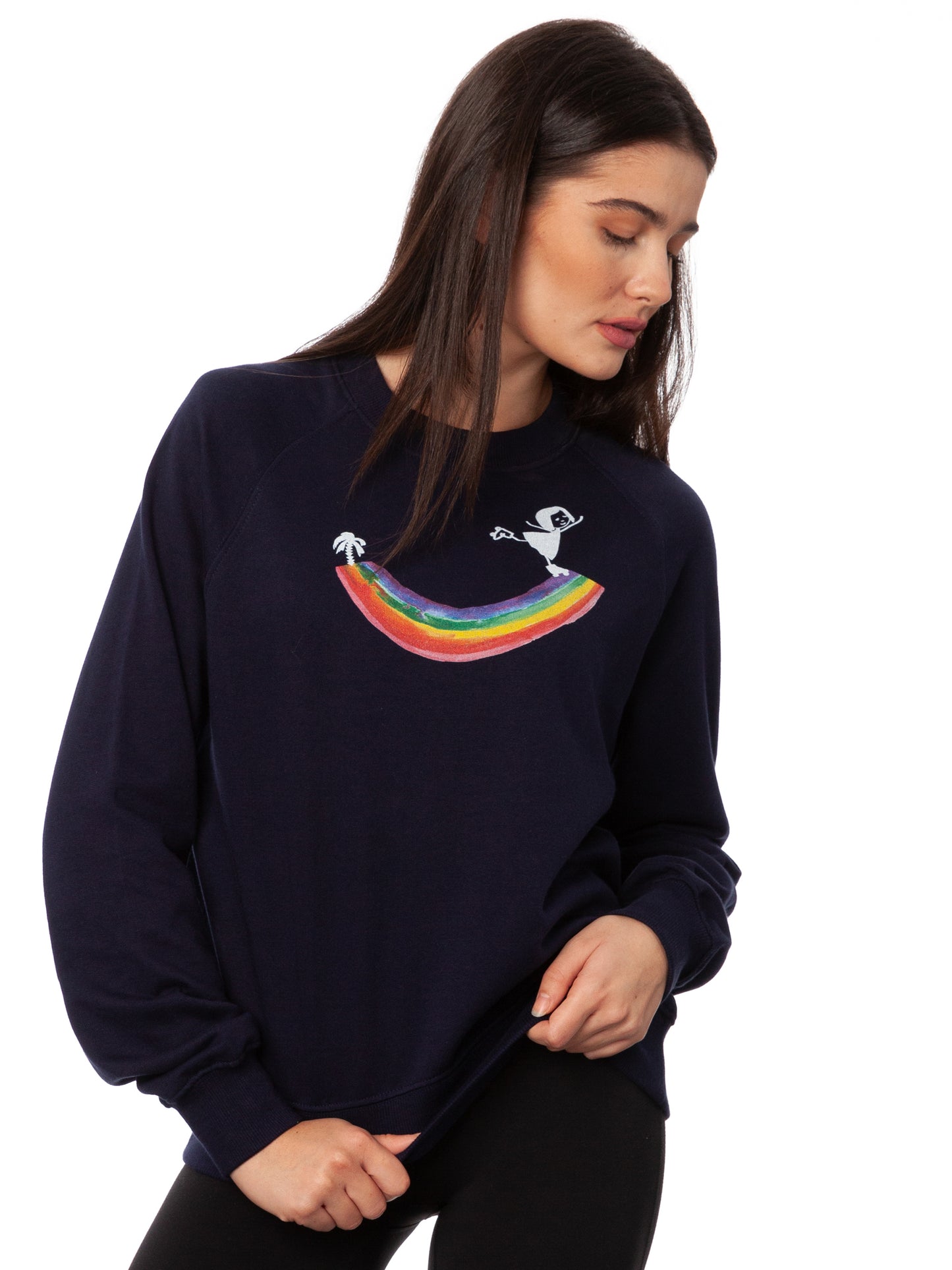 Rainbow Girl Raglan Sweater navy