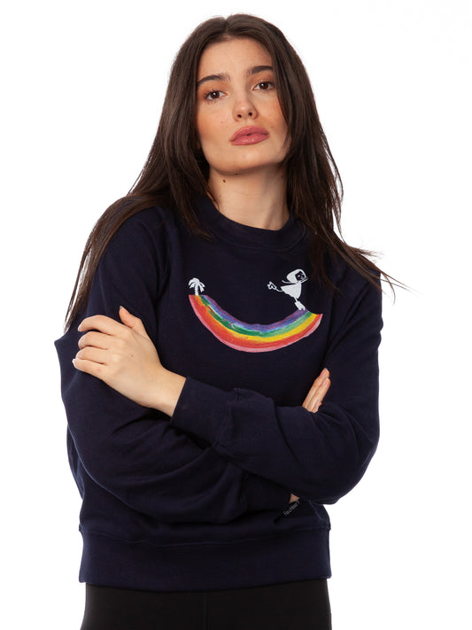 Rainbow Girl Raglan Sweater navy