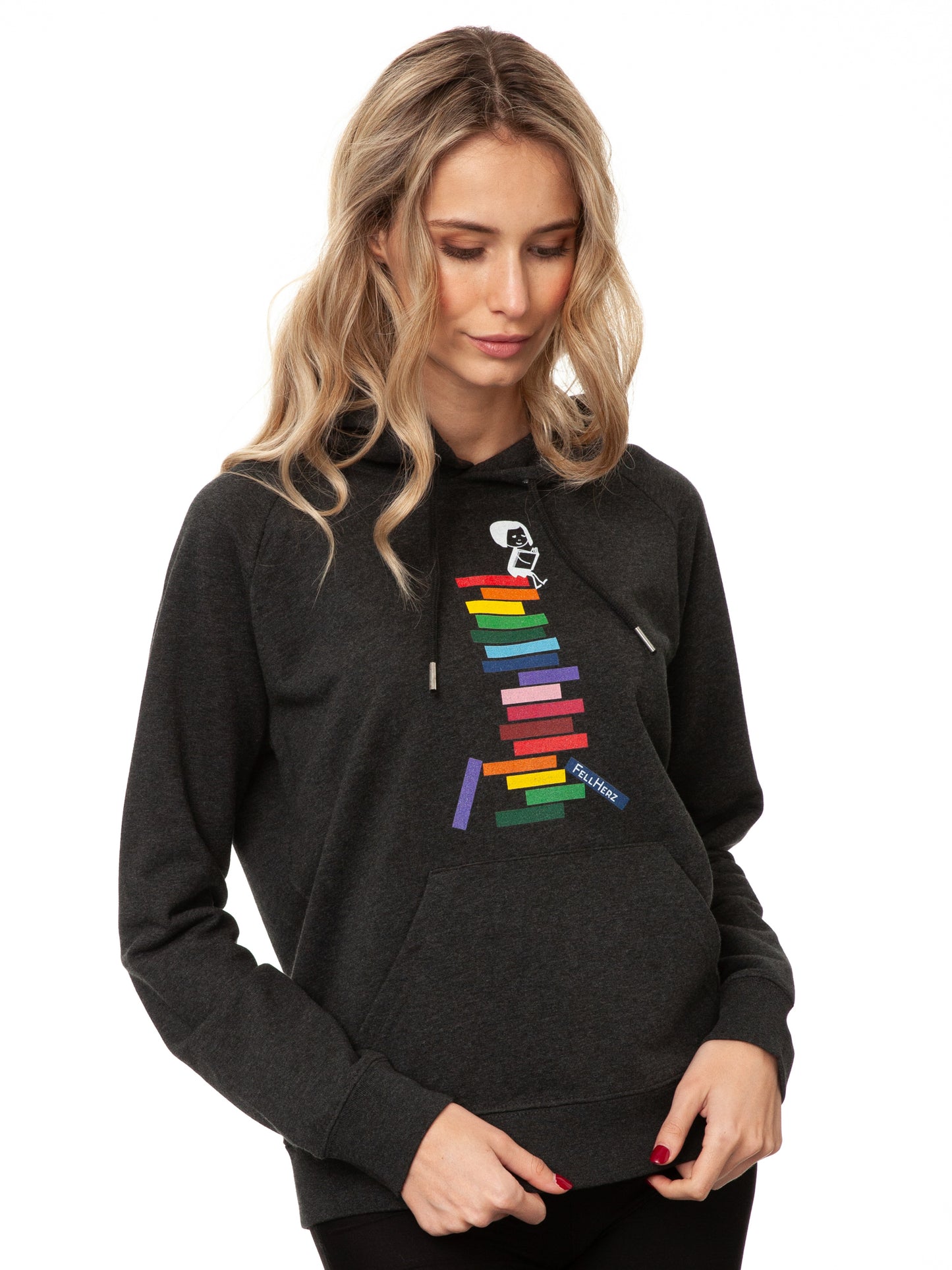 Books Girl Hoodie dark heather gray