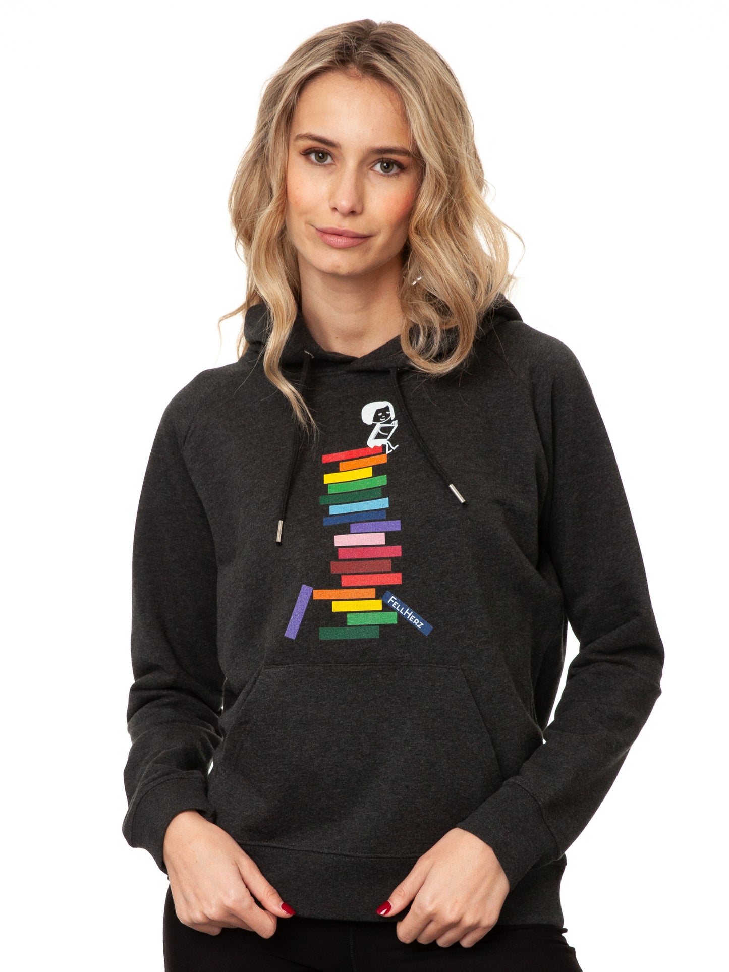 Books Girl Hoodie dark heather gray