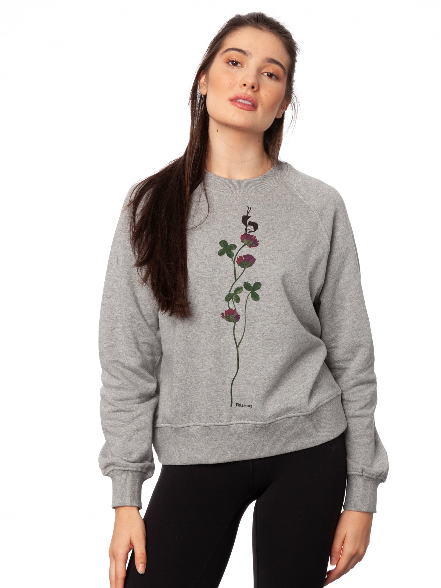 Glücksklee Raglan Sweater grey melange