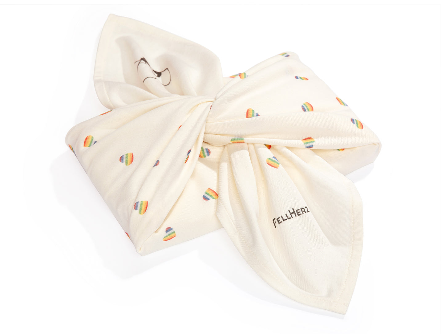 Rainbow Heart Furoshiki white